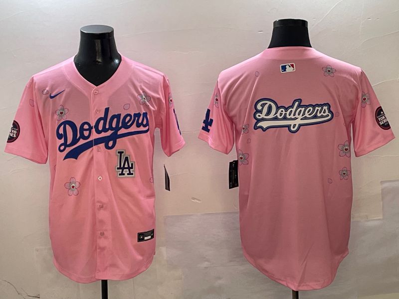 Men Los Angeles Dodgers Blank Pink Sakura Edition 2025 Nike MLB Jersey style 18